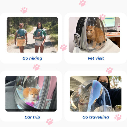 Cat Carrier Backpack, Expandable Bubble Pet Carrier for Cats and Small Dogs, Airline Approved Travel Backpack for Hiking, Walking & Outdoor Adventures - Supports up to 16 lbs