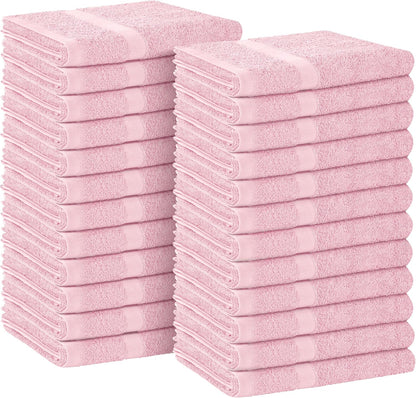 Salon Towel - Pink Hand Towels Bulk Pack of 24 - 100% Cotton Absorbent Spa, Facial & Gym Towel for Working Out - 16x27 Inches (Not Bleach Proof)