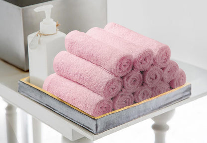 Salon Towel - Pink Hand Towels Bulk Pack of 24 - 100% Cotton Absorbent Spa, Facial & Gym Towel for Working Out - 16x27 Inches (Not Bleach Proof)