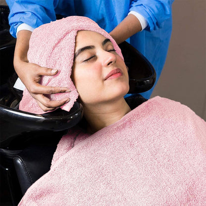 Salon Towel - Pink Hand Towels Bulk Pack of 24 - 100% Cotton Absorbent Spa, Facial & Gym Towel for Working Out - 16x27 Inches (Not Bleach Proof)