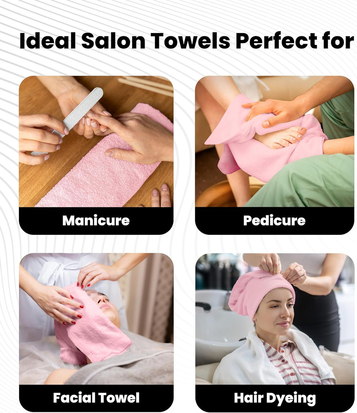 Salon Towel - Pink Hand Towels Bulk Pack of 24 - 100% Cotton Absorbent Spa, Facial & Gym Towel for Working Out - 16x27 Inches (Not Bleach Proof)