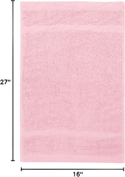 Salon Towel - Pink Hand Towels Bulk Pack of 24 - 100% Cotton Absorbent Spa, Facial & Gym Towel for Working Out - 16x27 Inches (Not Bleach Proof)