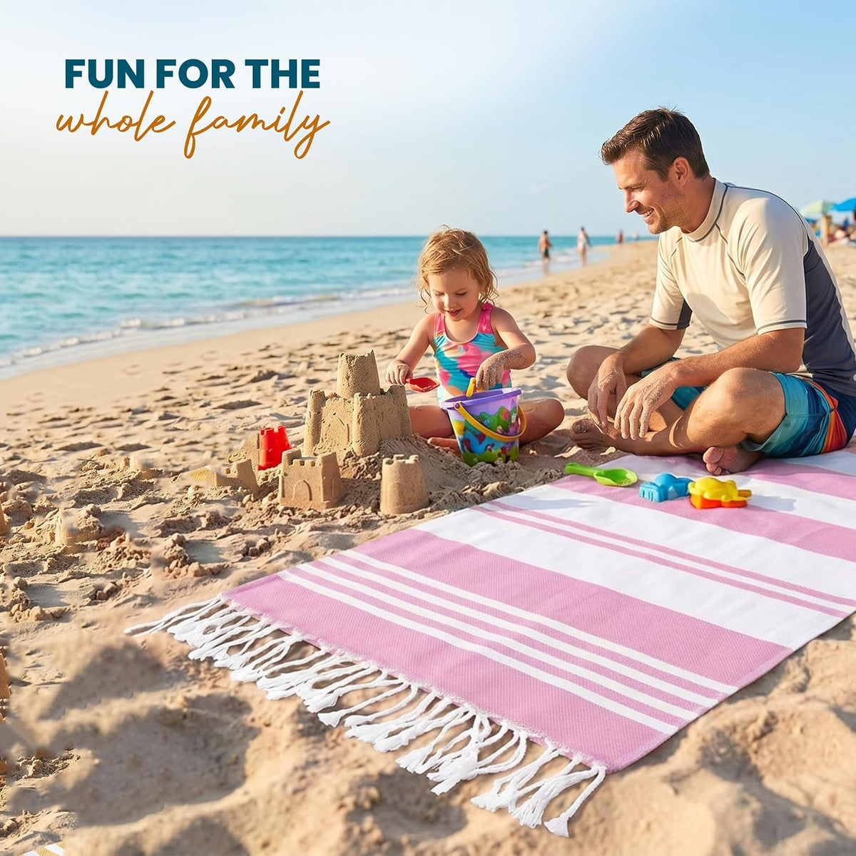 4 Pack Turkish Beach Towels, 40x72 in, 100% Cotton, Soft, Pink