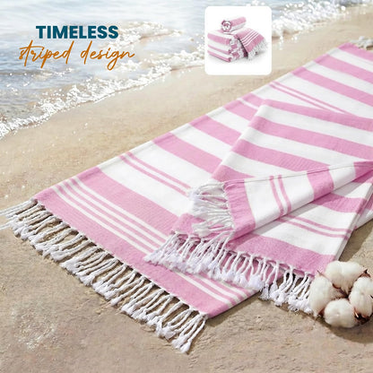 4 Pack Turkish Beach Towels, 40x72 in, 100% Cotton, Soft, Pink