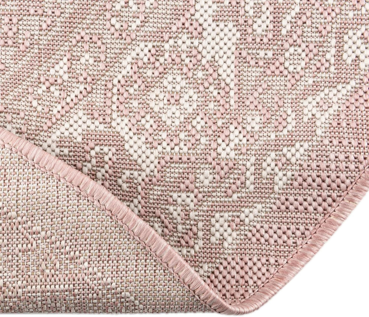 Outdoor Aztec Rug – 5' 3 x 8' Oval Pink Washable Indoor/Outdoor Rug – Perfect for Patios, Decks, and Porches