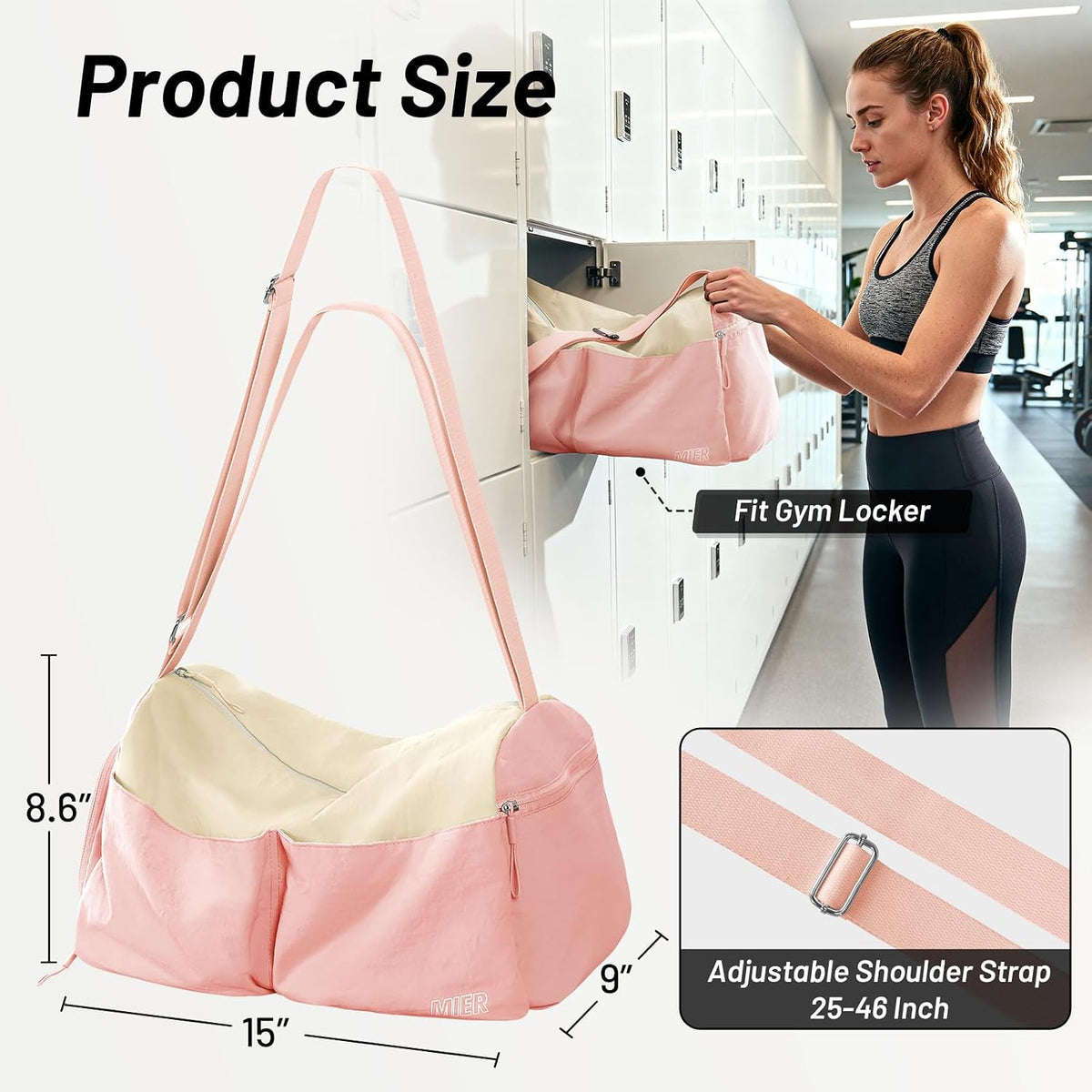 Small Gym Bag for Women with Shoe Compartment and Wet Pocket 19L Pink
