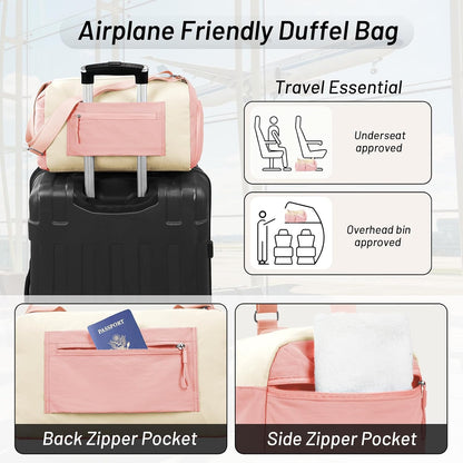 Small Gym Bag for Women with Shoe Compartment and Wet Pocket 19L Pink
