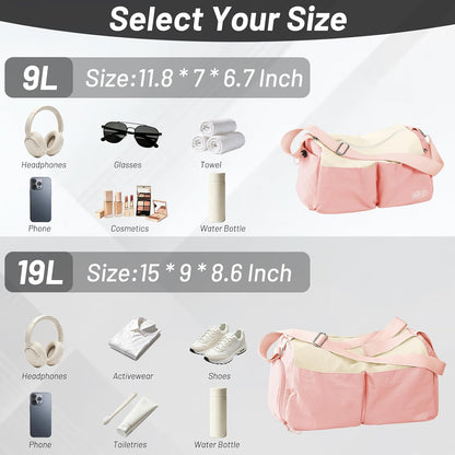 Small Gym Bag for Women with Shoe Compartment and Wet Pocket 19L Pink