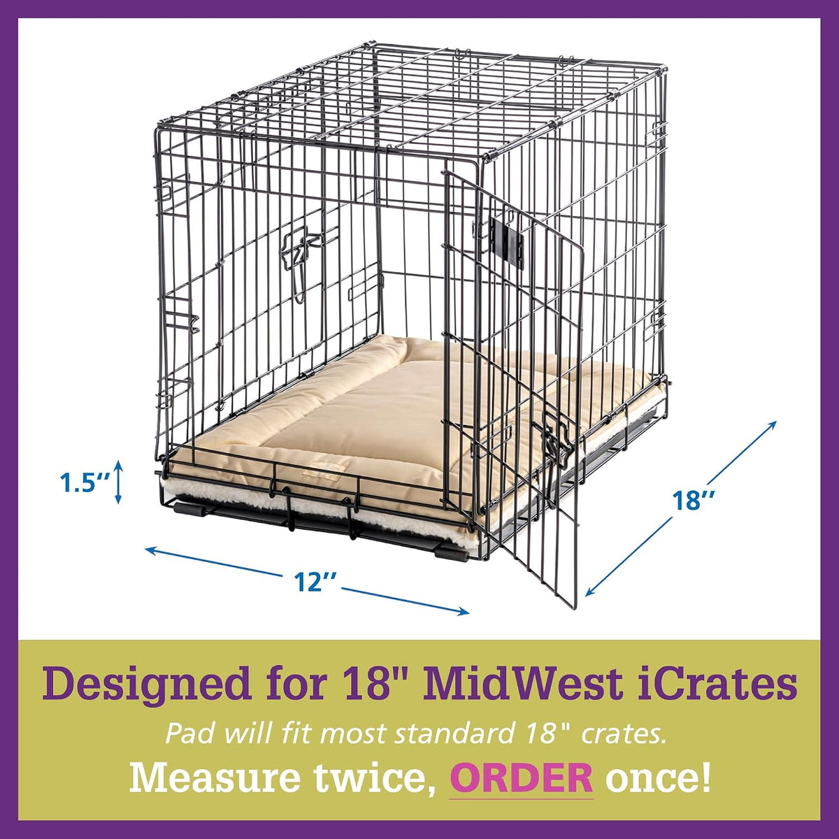 Small Cat Bed - Crate Pad, Washable Cat Mat, Non-Toxic, Flat Indoor Kitten Bed, Fits iCrate 18, 24, 30, 36, 42, 48 Inches (Pink, X Small, 18")