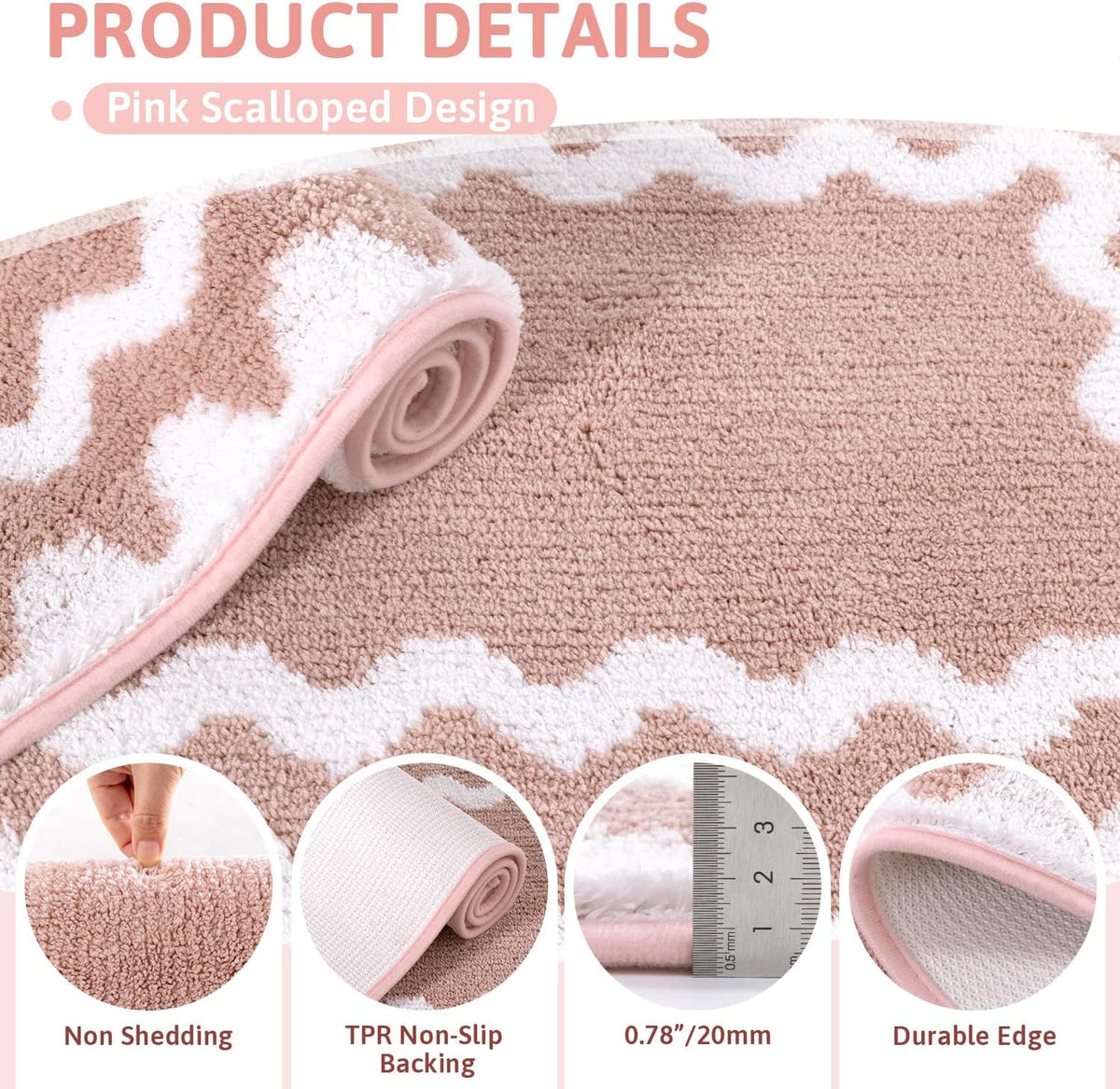 Bathroom Rugs Sets 5 Piece, Absorbent Soft Non-Slip Bath Rug Set
