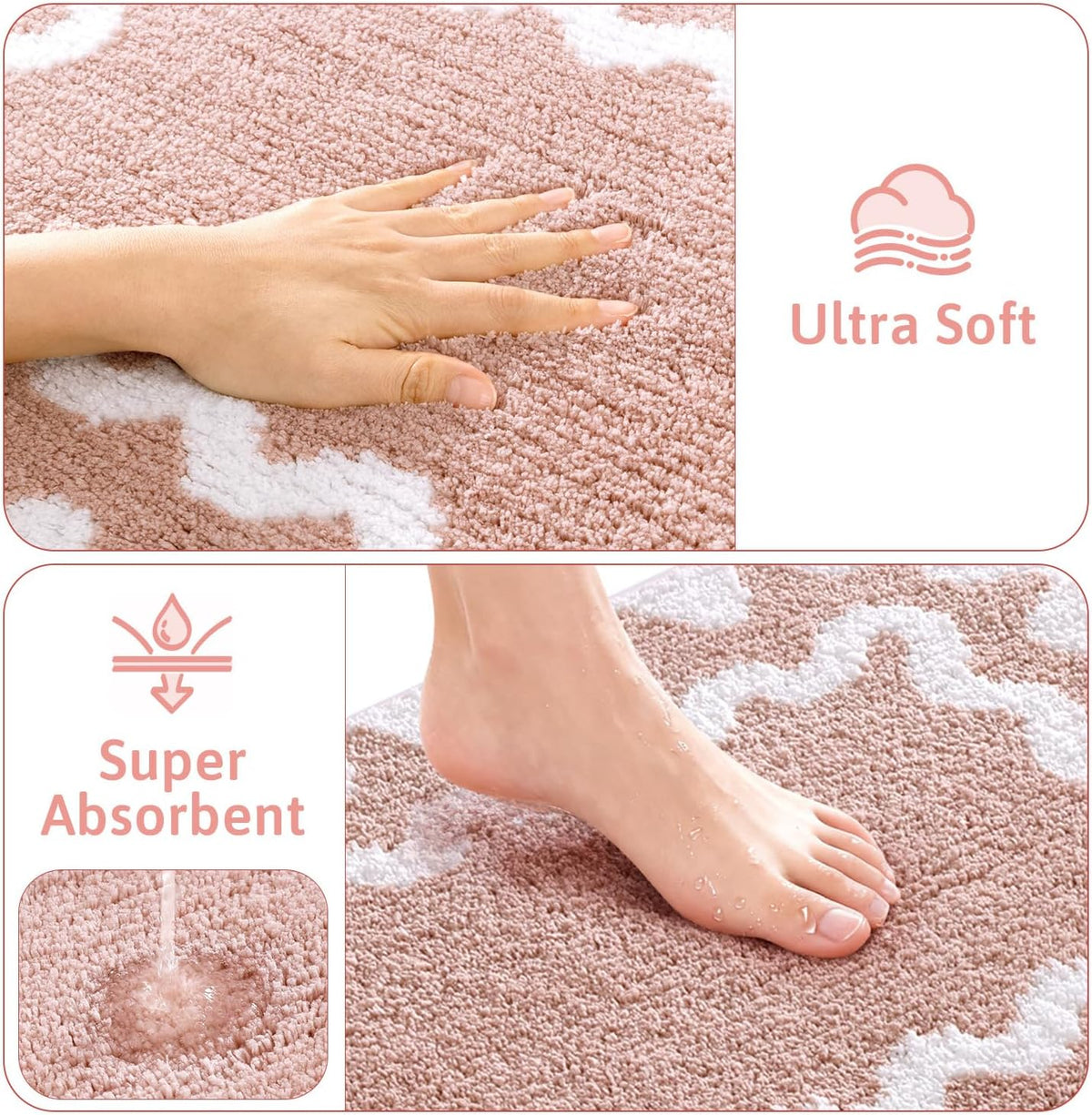 Bathroom Rugs Sets 5 Piece, Absorbent Soft Non-Slip Bath Rug Set