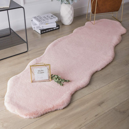 Ultra Soft Faux Rabbit Fur Chair Couch Cover Area Rug for Bedroom Floor Sofa Living Room Pink 2 x 6 Feet
