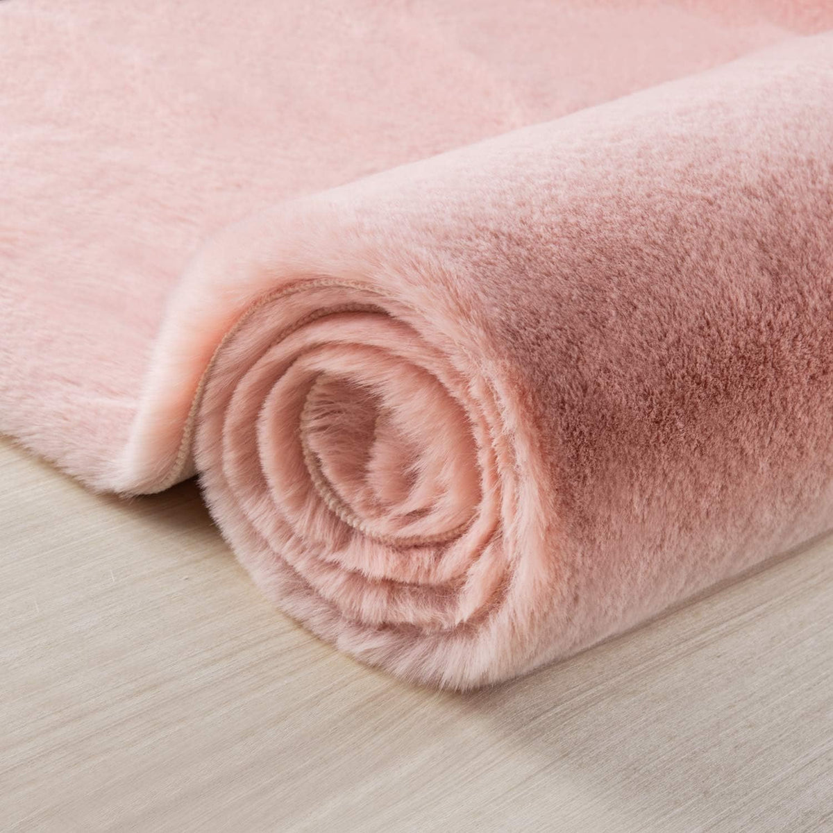 Ultra Soft Faux Rabbit Fur Chair Couch Cover Area Rug for Bedroom Floor Sofa Living Room Pink 2 x 6 Feet