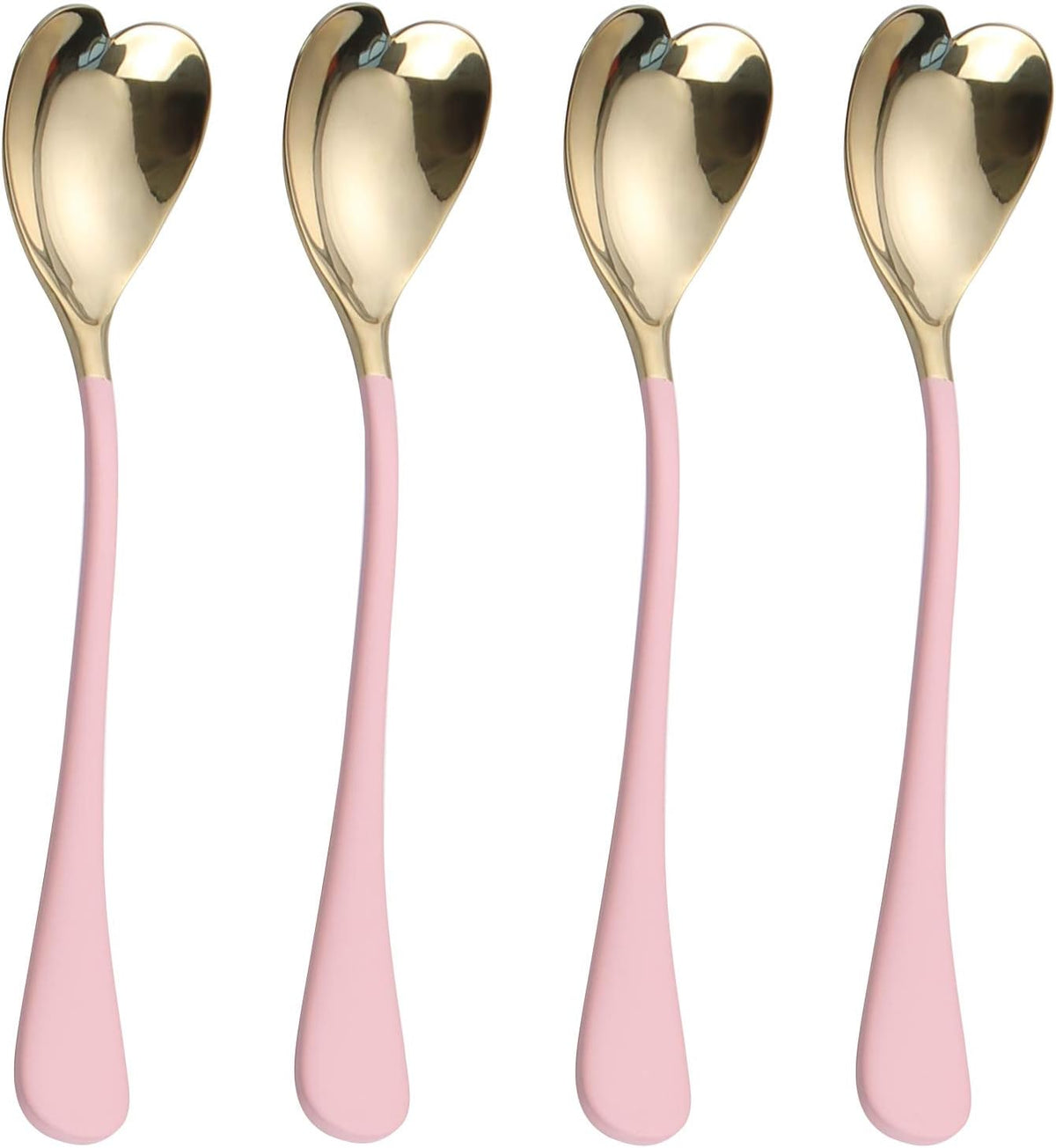 Dessert Spoons,Pink Heart Shaped Spoons,6.7 inches,18/10 Stainless Steel