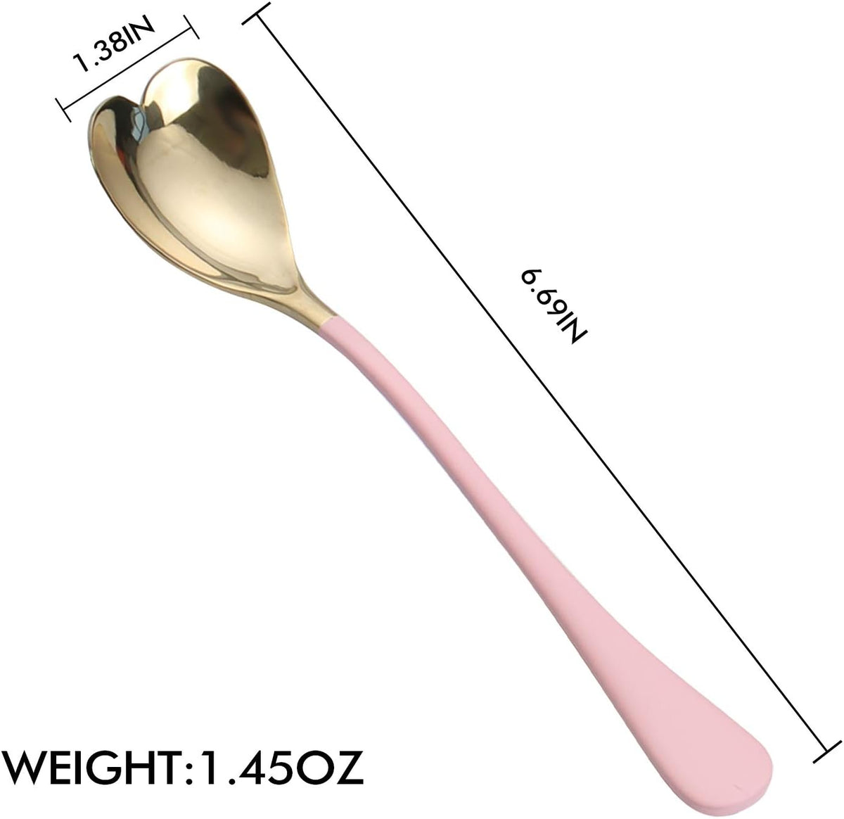 Dessert Spoons,Pink Heart Shaped Spoons,6.7 inches,18/10 Stainless Steel