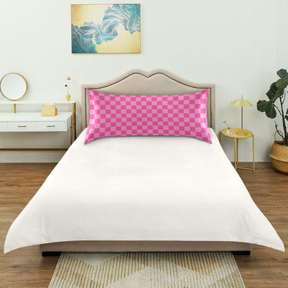 Pink Checkered Pillow Covers Silk Pillowcase for Hair and Skin Breathable Smooth Soft Satin Pillowcase King Size Pillow Case for Girls Women Bed Hot Sleepers (20x30 Inch)