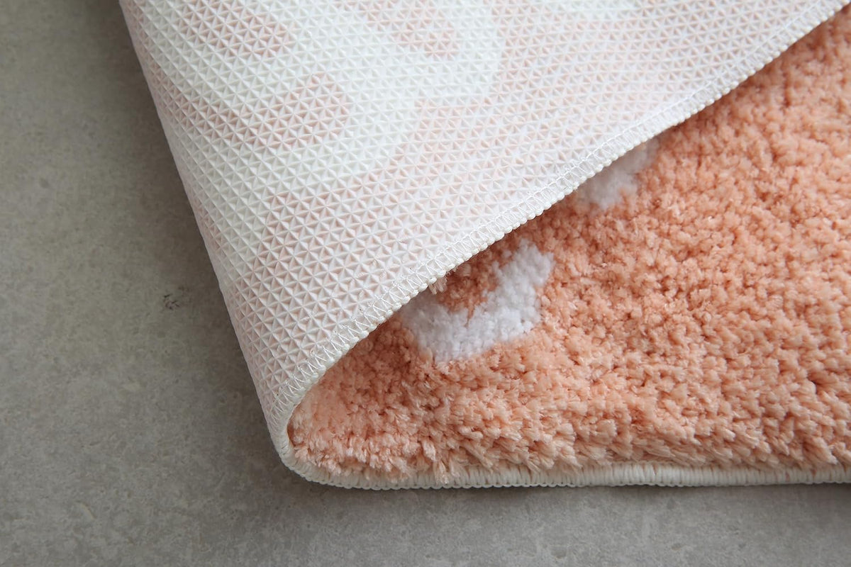 Semicircle Half Round Soft Plush Peachy Pink Bath Mat