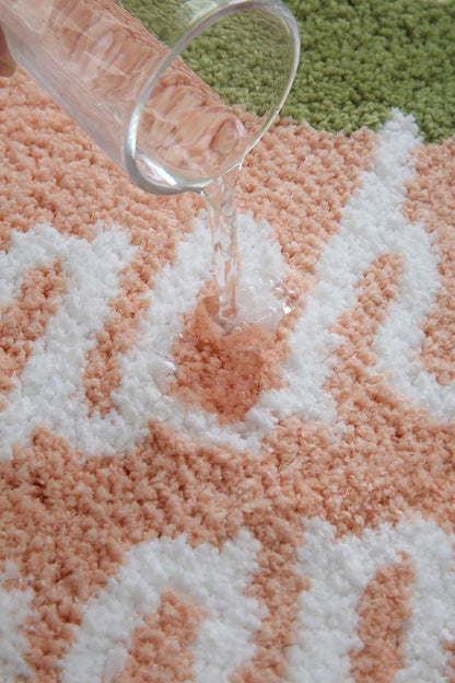 Semicircle Half Round Soft Plush Peachy Pink Bath Mat
