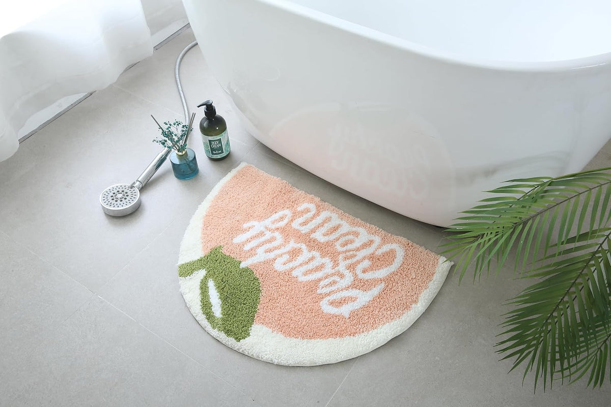 Semicircle Half Round Soft Plush Peachy Pink Bath Mat