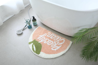 Semicircle Half Round Soft Plush Peachy Pink Bath Mat