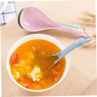 4pcs Long Handle Soup Spoons Ergonomic Food Serving and Rice Spoons for Porridge Hot Pot and More Blue Green Beige Pink Lightweight Easy to Clean for Kitchen Use
