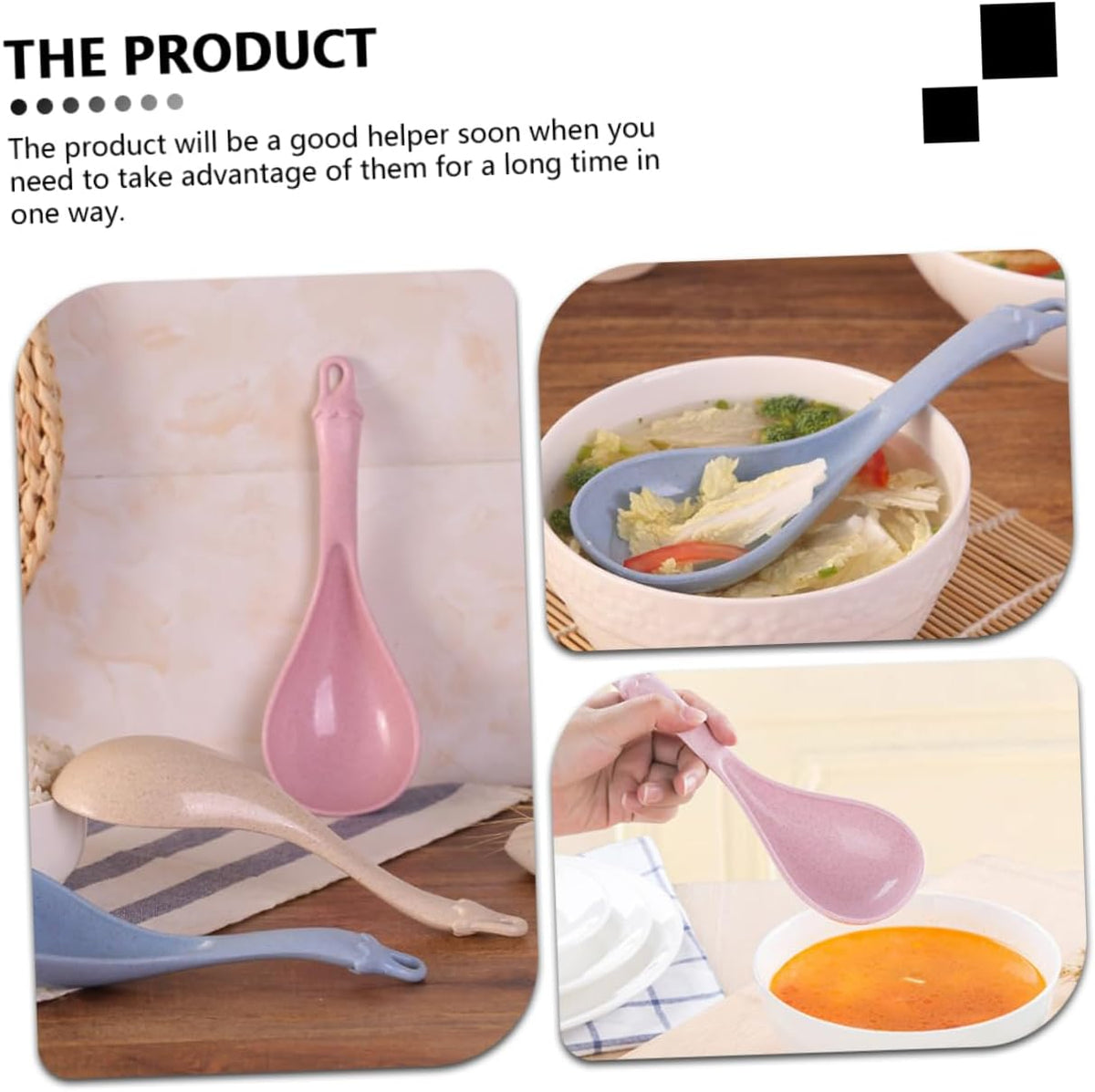 4pcs Long Handle Soup Spoons Ergonomic Food Serving and Rice Spoons for Porridge Hot Pot and More Blue Green Beige Pink Lightweight Easy to Clean for Kitchen Use