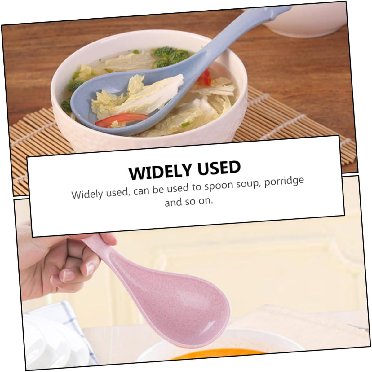 4pcs Long Handle Soup Spoons Ergonomic Food Serving and Rice Spoons for Porridge Hot Pot and More Blue Green Beige Pink Lightweight Easy to Clean for Kitchen Use