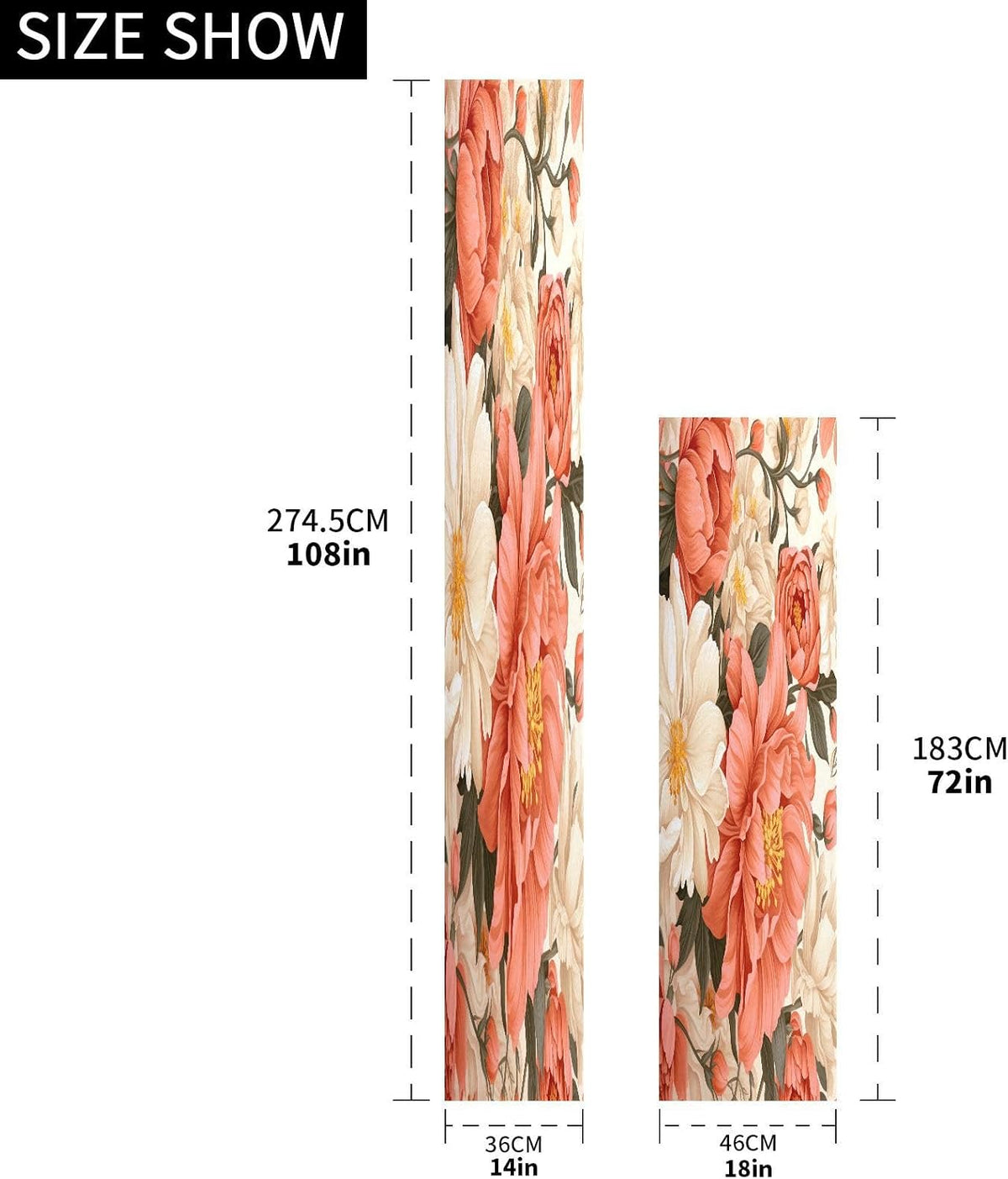 Peach Floral Table Runner 18 x 72 Inch Long Kitchen Dining Table Runners Farmhouse Rustic Table Runners for Wedding Banquet Party Decoration