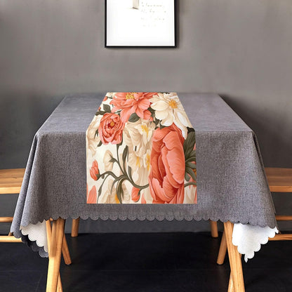 Peach Floral Table Runner 18 x 72 Inch Long Kitchen Dining Table Runners Farmhouse Rustic Table Runners for Wedding Banquet Party Decoration