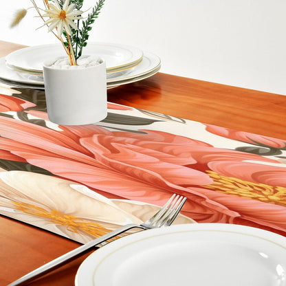 Peach Floral Table Runner 18 x 72 Inch Long Kitchen Dining Table Runners Farmhouse Rustic Table Runners for Wedding Banquet Party Decoration