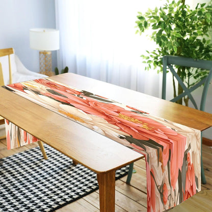 Peach Floral Table Runner 18 x 72 Inch Long Kitchen Dining Table Runners Farmhouse Rustic Table Runners for Wedding Banquet Party Decoration