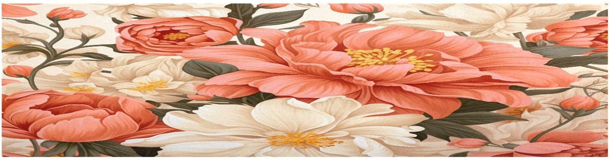 Peach Floral Table Runner 18 x 72 Inch Long Kitchen Dining Table Runners Farmhouse Rustic Table Runners for Wedding Banquet Party Decoration