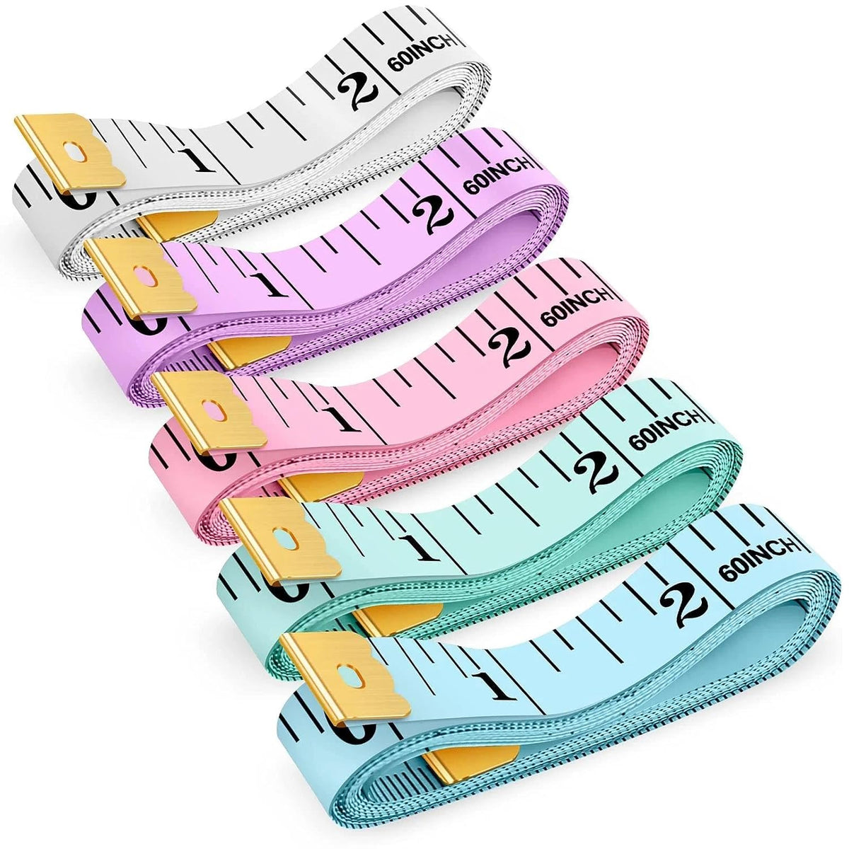 iBayam Soft Tape Measure 60" Double Scale Body & Sewing Tape, 5-Pack