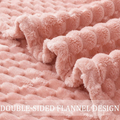 Exclusivo Mezcla Fleece Throw Blanket for Couch, Extra Large Fuzzy Dusty Pink Bed Blankets, Soft Cozy Plush Sofa Throws for All Seasons, 50x70 Inches
