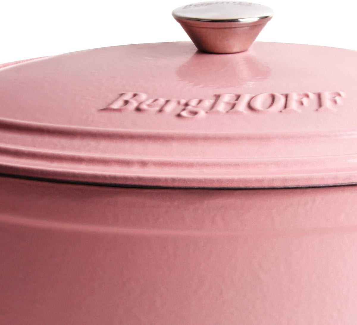 3Pc Pink Enameled Cast Iron Cookware Set With Matching Lid