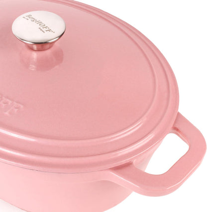 3Pc Pink Enameled Cast Iron Cookware Set With Matching Lid