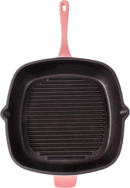 3Pc Pink Enameled Cast Iron Cookware Set With Matching Lid