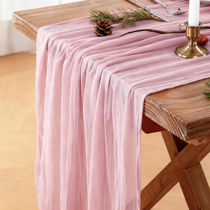 Cheesecloth Table Runner, 120 Inch 10 FT, Dusty Pink
