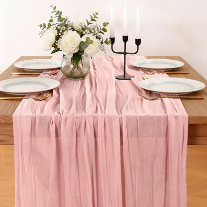 Cheesecloth Table Runner, 120 Inch 10 FT, Dusty Pink