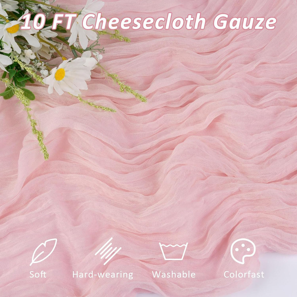 Cheesecloth Table Runner, 120 Inch 10 FT, Dusty Pink
