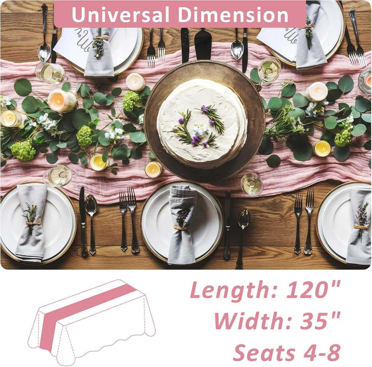 Cheesecloth Table Runner, 120 Inch 10 FT, Dusty Pink