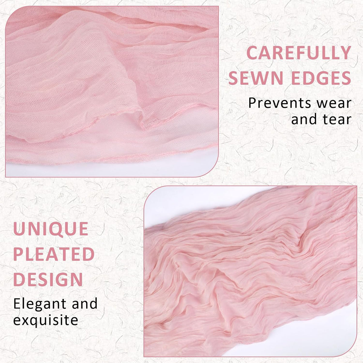 Cheesecloth Table Runner, 120 Inch 10 FT, Dusty Pink