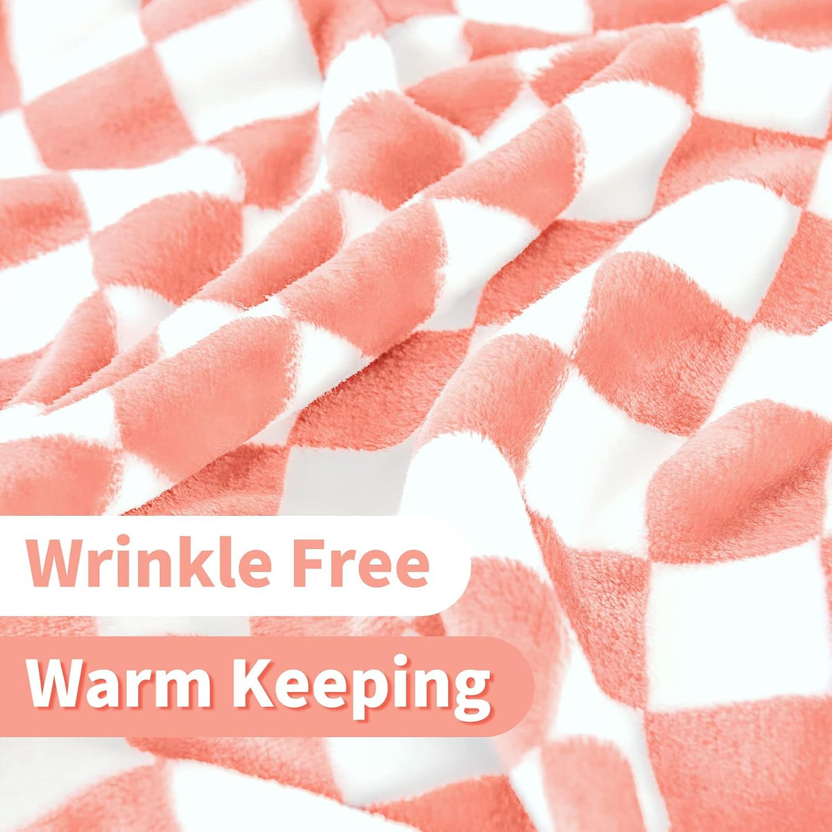 Checkered Flannel Fleece Throw Blanket Soft Cozy Checkerboard Grid Print Chessboard Gingham Pattern Blankets for Bed Couch Sofa, 50"x60", Pink