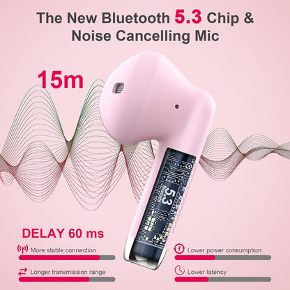 Wireless Earbuds, Bluetooth 5.4 Headphones in Ear with Noise Cancelling Mic