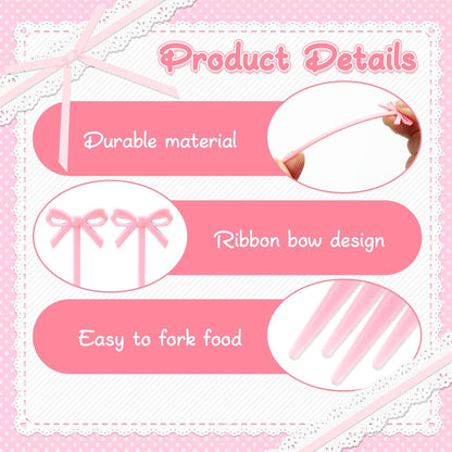 60 PCS Pink Bow Cocktail Picks, Cute Acrylic Bowknot Toothpicks for Party Fruit Skewers Pink Bows Decor Toothpicks Cupcake Toppers Appetizer Cocktail Picks for Drink Cake Dessert