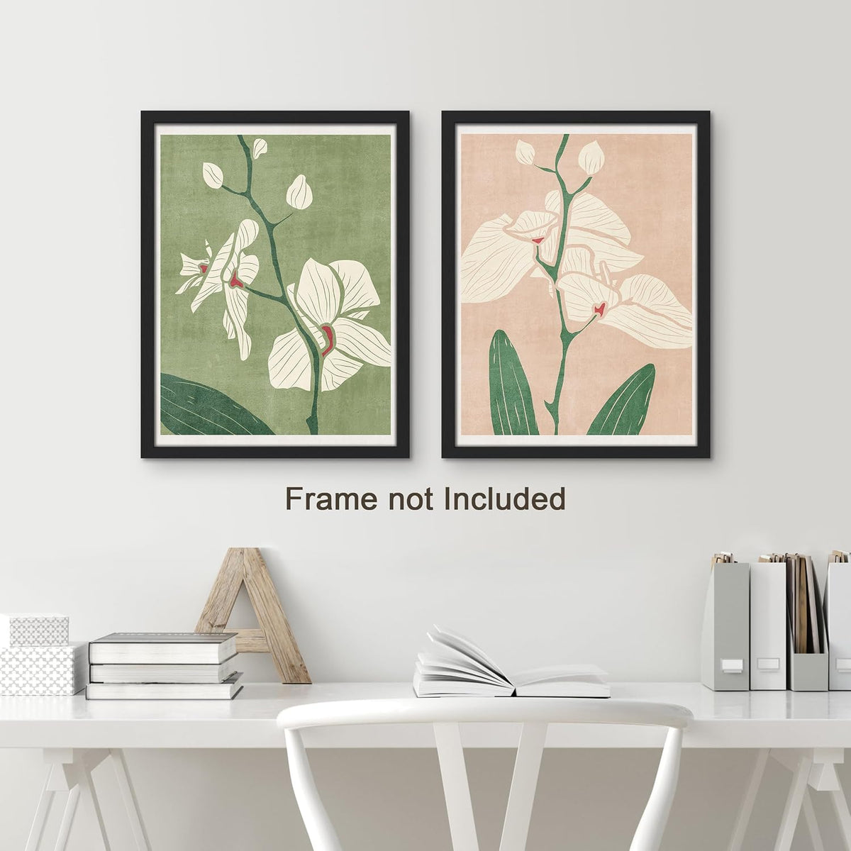 Poster Set Pastel Watercolor Green & Pink Daisy Cherry Blossom Flower Floral Botanical Illustrations Modern Art Pop Art Multicolor Nature Wilderness for Bedroom - 11"x14"x 2