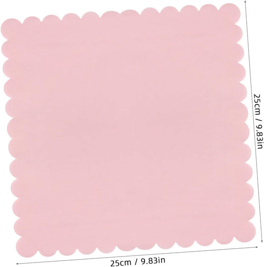 Luxshiny 150pcs Pink Scalloped Edges Lunch Napkins Bulk Neutral Disposable Paper Napkins for Wedding Birthday Party Supplies