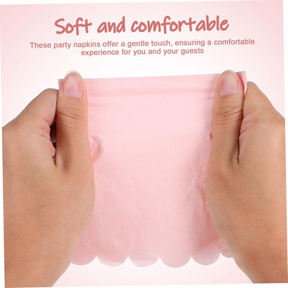 Luxshiny 150pcs Pink Scalloped Edges Lunch Napkins Bulk Neutral Disposable Paper Napkins for Wedding Birthday Party Supplies