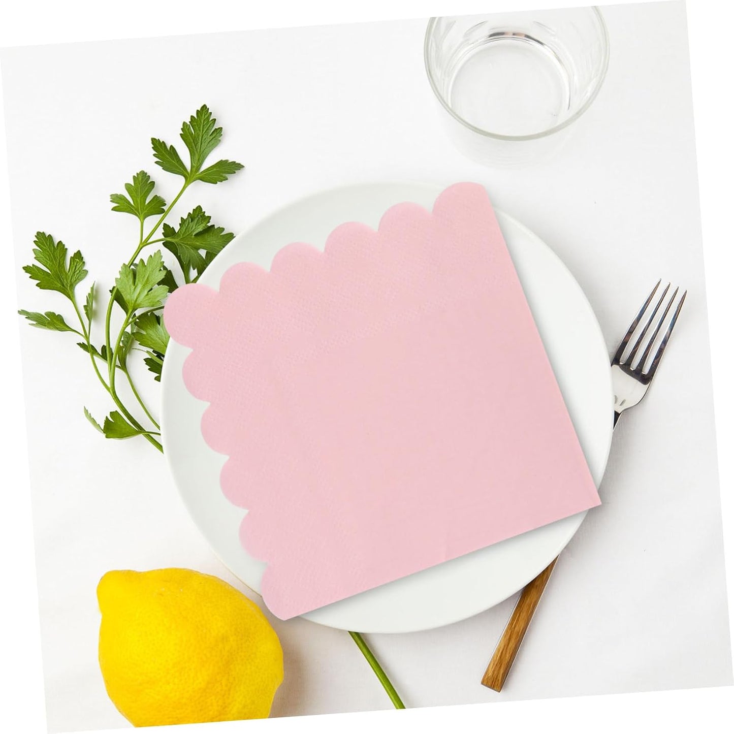 Luxshiny 150pcs Pink Scalloped Edges Lunch Napkins Bulk Neutral Disposable Paper Napkins for Wedding Birthday Party Supplies