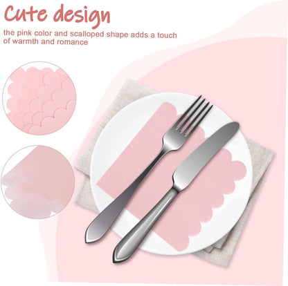 Luxshiny 150pcs Pink Scalloped Edges Lunch Napkins Bulk Neutral Disposable Paper Napkins for Wedding Birthday Party Supplies